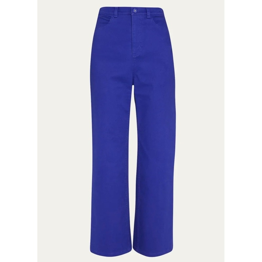 LAPOINTE Cobalt Blue High-Waist Stretch Cotton Twill Wide Leg Jeans - Size 0